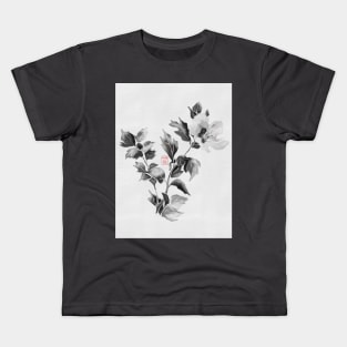 sumie ink and watercolor hibiscus Kids T-Shirt